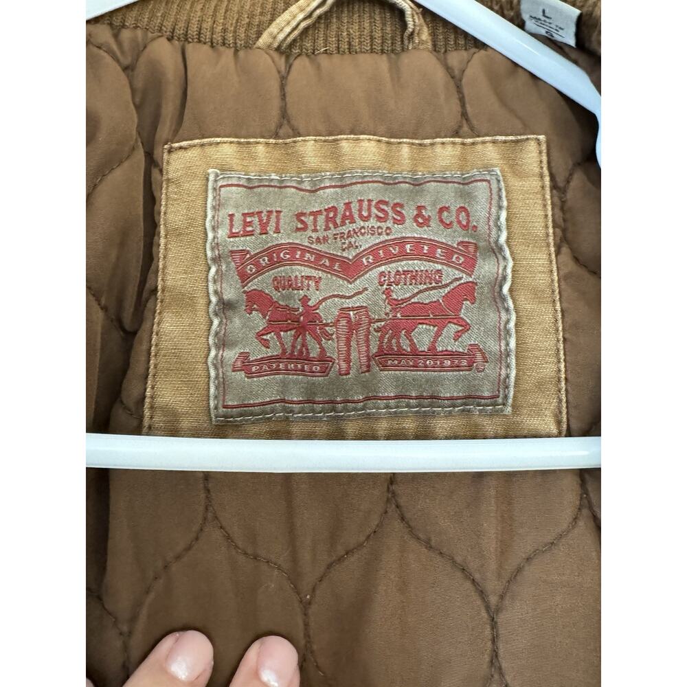 Levi's Men's Large Lined Jacket Brown Military Trucker Canvas Chore Coat Western - Picture 4 of 9